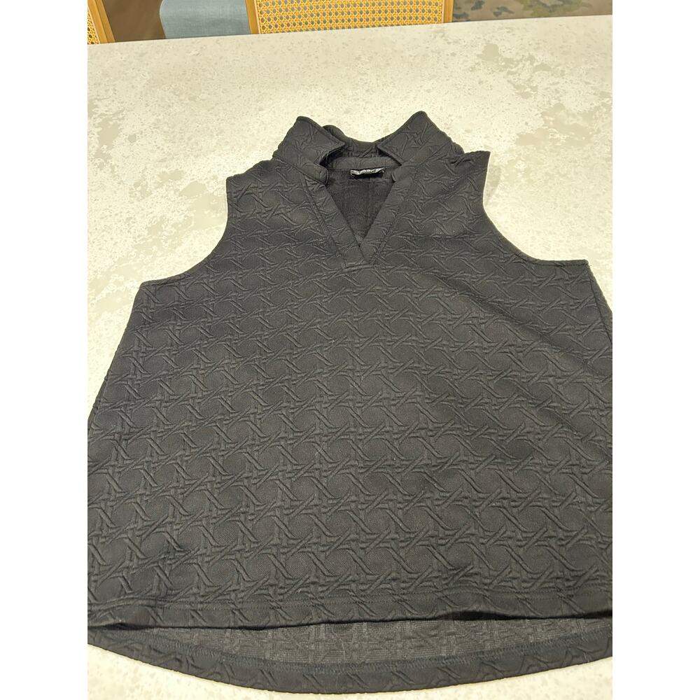 Black Sleeveless Set, Womens size Large, black cane print